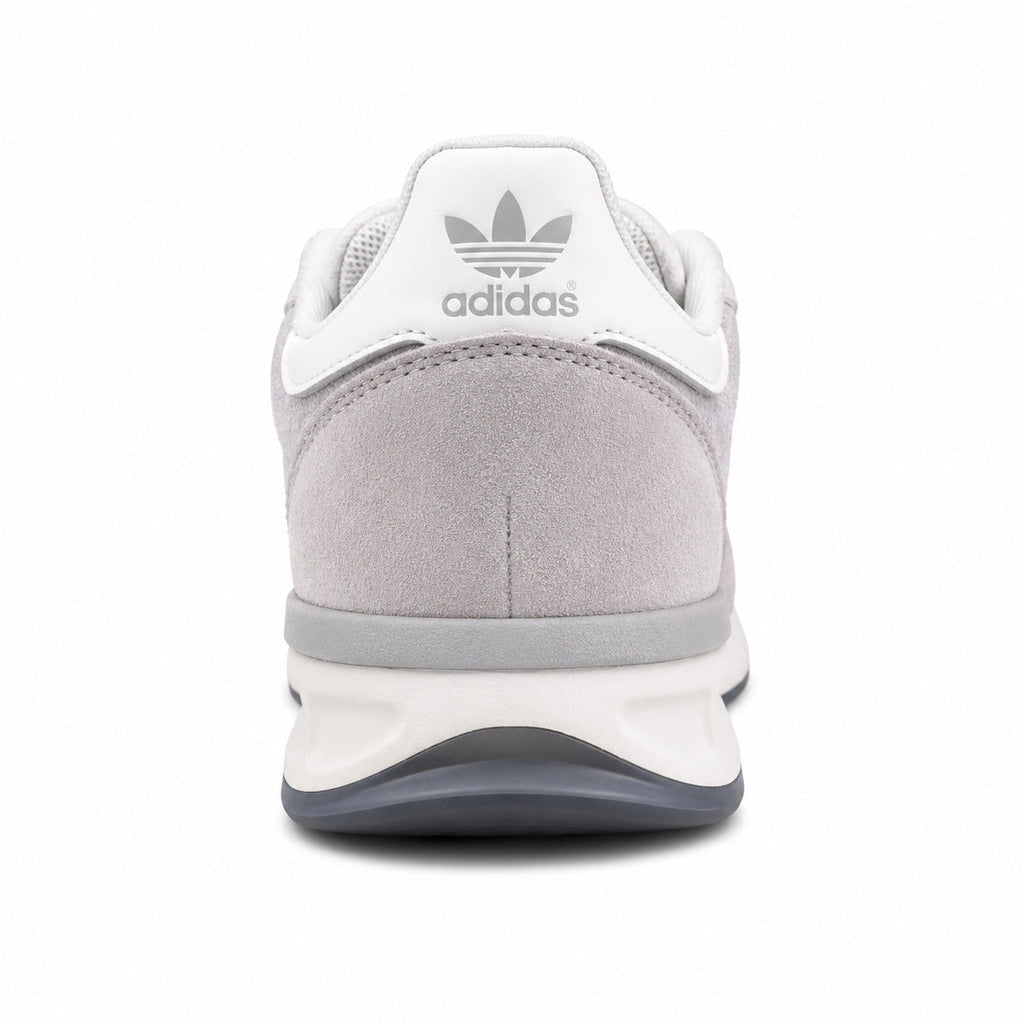 Adidas SL 72 RTN cinzento perla detalle talón pele branco trefoil cinzento mediasuela boost