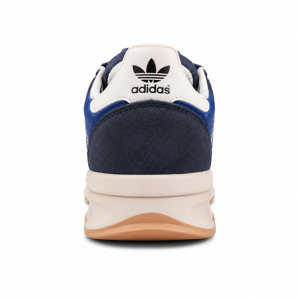 Adidas SL 72 RTN azul-marinho detalle talón trefoil preto collarín crema boost