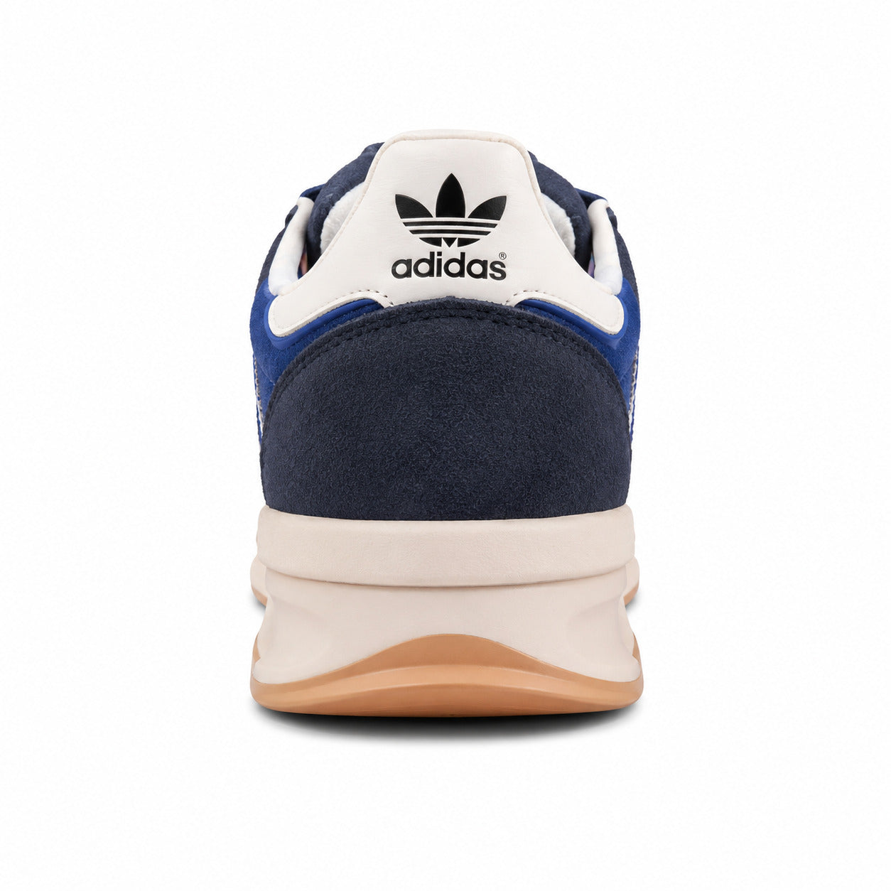 Adidas SL 72 RTN azul-marinho detalle talón trefoil preto collarín crema boost