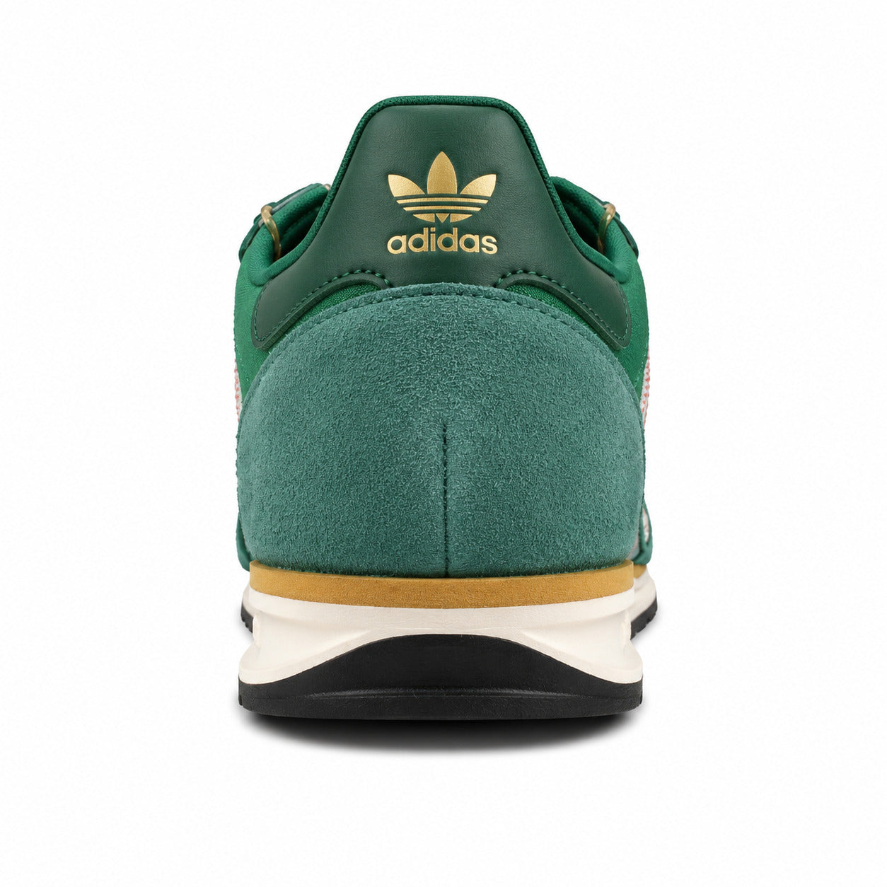 Adidas SL 72 verde esmeralda detalle talón pele verde trefoil dourado ojales dourados