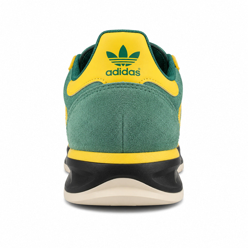 Adidas SL 72 verde esmeralda detalle talón amarelo trefoil verde mediasuela negra