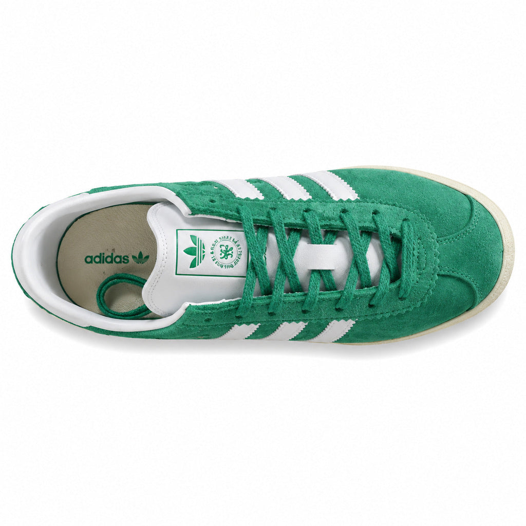 Adidas Taekwondo x Sporty Rich verde branco cordones verdes medallón lengüeta vista superior
