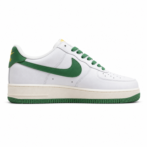 Nike Air Force 1 07 branco verde amarelo lateral derecha