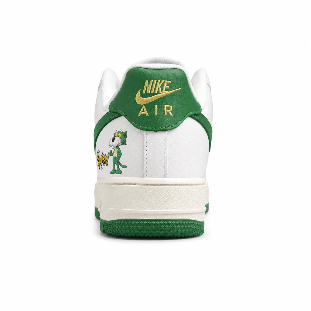 Nike Air Force 1 07 branco verde amarelo suela verde