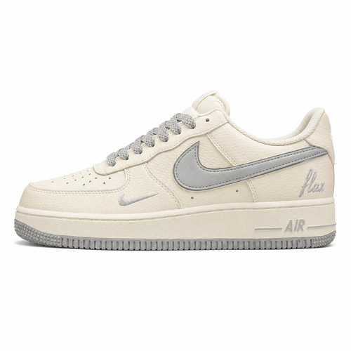 Nike Air Force 1 07 Flex crema cinzento plata lateral izquierda