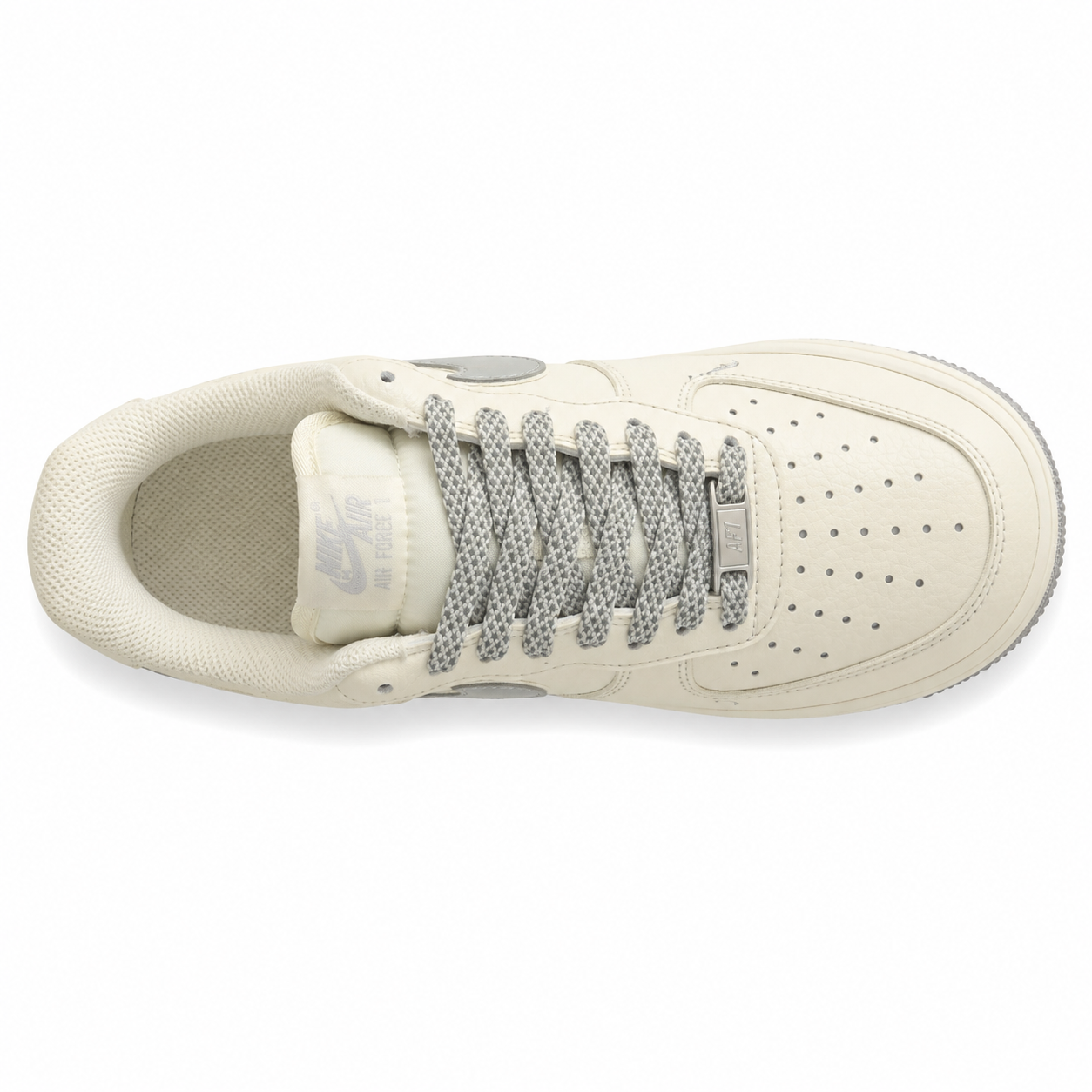 Nike Air Force 1 07 Flex crema cinzento vista superior plantilla