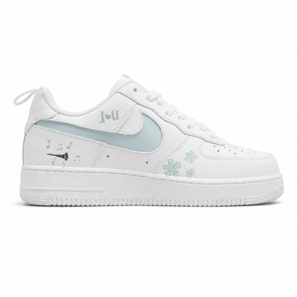 Nike Air Force 1 07 Squidward Tentacles branco verde menta lateral derecha
