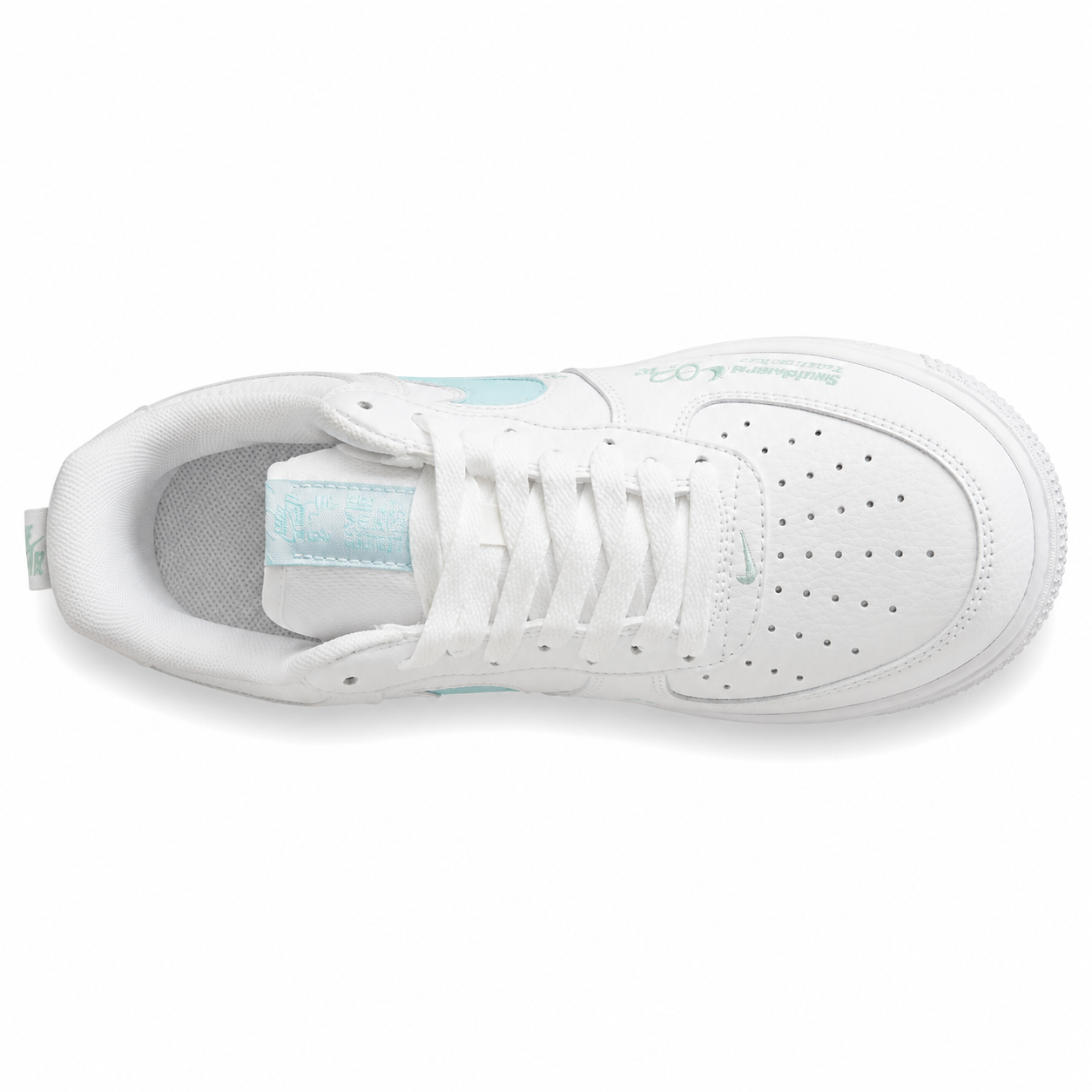 Nike Air Force 1 07 Squidward Tentacles branco verde menta vista superior