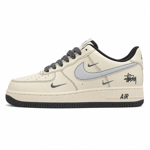 Nike Air Force 1 07 x Stussy beige preto carbon lateral izquierda