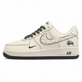 Nike Air Force 1 07 x Stussy crema preto lateral izquierda