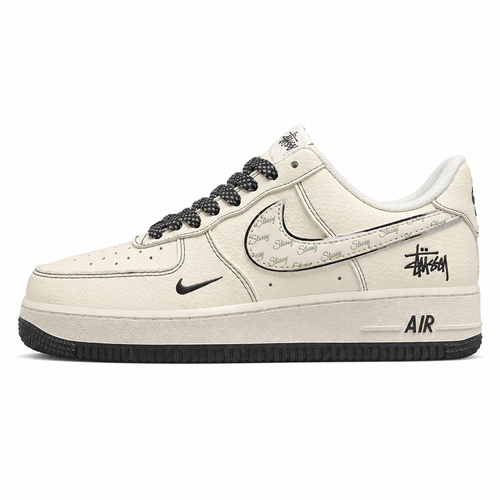 Nike Air Force 1 07 x Stussy crema preto lateral izquierda
