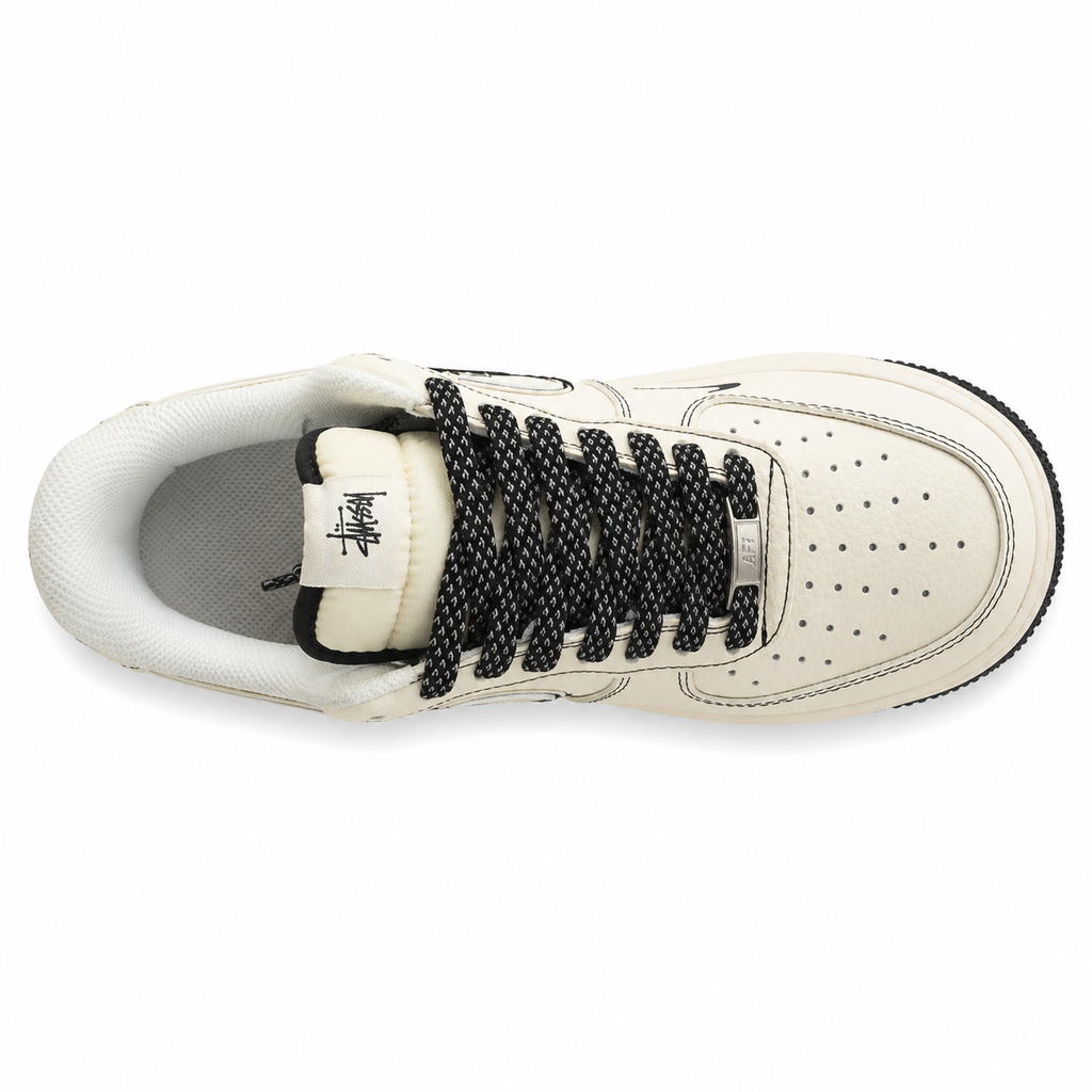 Nike Air Force 1 07 x Stussy crema preto vista superior plantilla