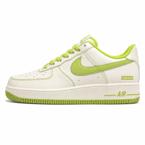 Nike Air Force 1 07 x Supreme branco verde lima lateral izquierda