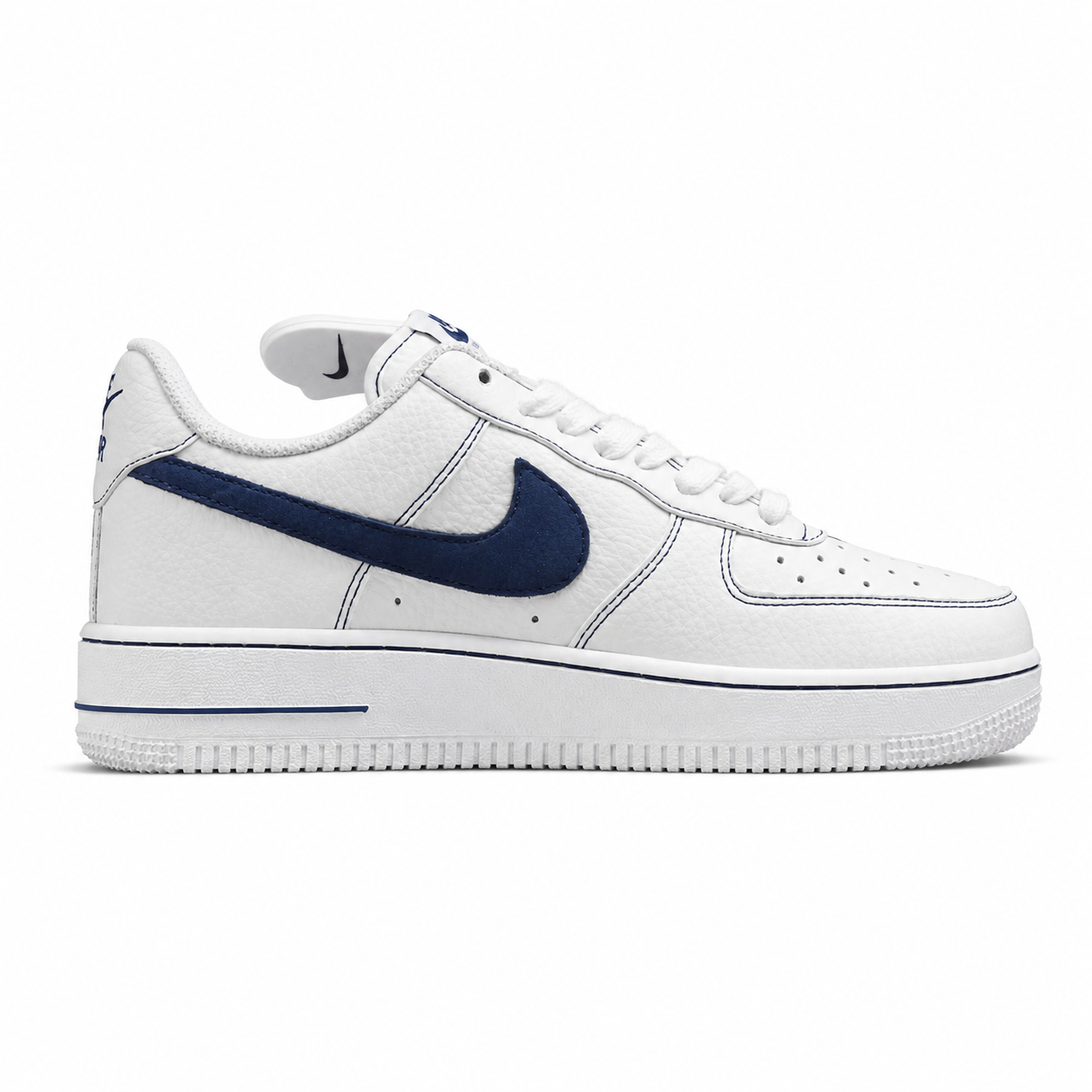 Nike Air Force 1 Low branco azul-marinho lateral derecha