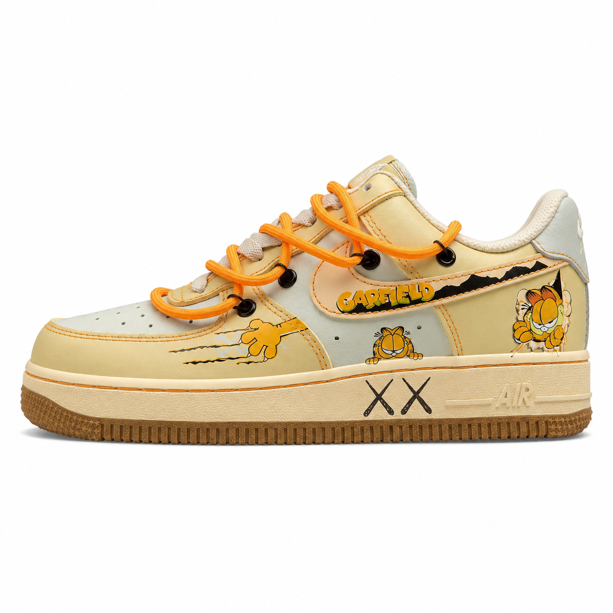 Nike Air Force 1 Low Garfield amarelo laranja lateral izquierda