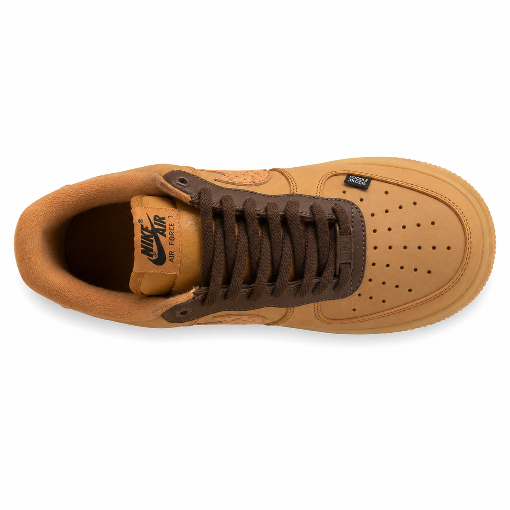 Nike Air Force 1 Low Handmade Caramel trigo castanho vista superior