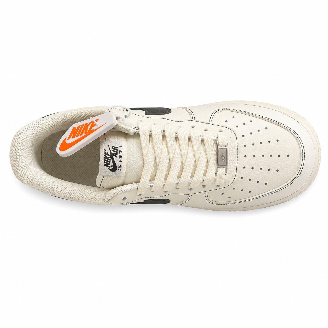 Nike Air Force 1 Low Light Bone preto vista superior plantilla