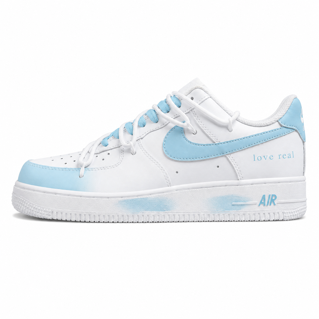 Nike Air Force 1 Low Love Real branco azul cielo lateral izquierda