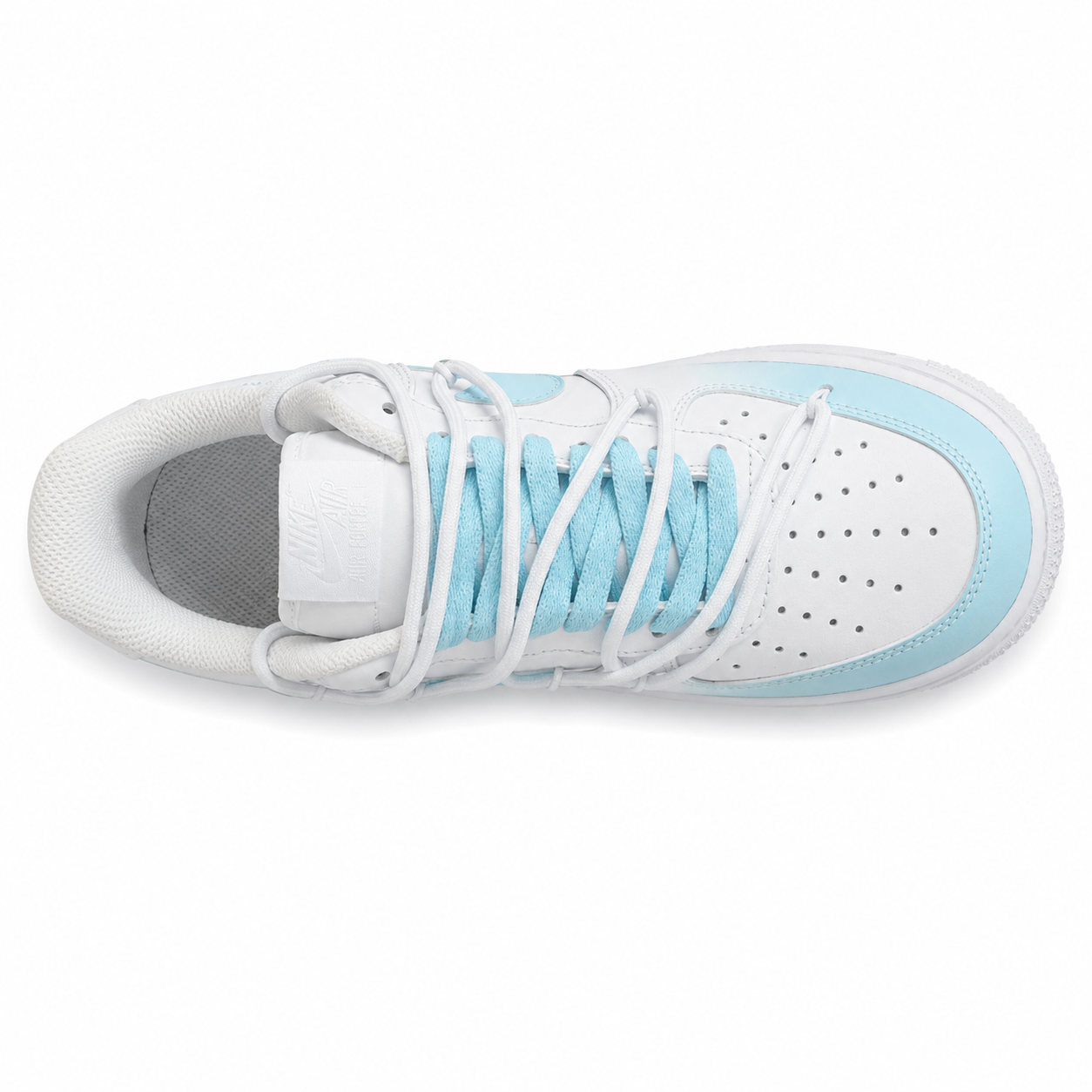 Nike Air Force 1 Low Love Real branco azul cielo vista superior