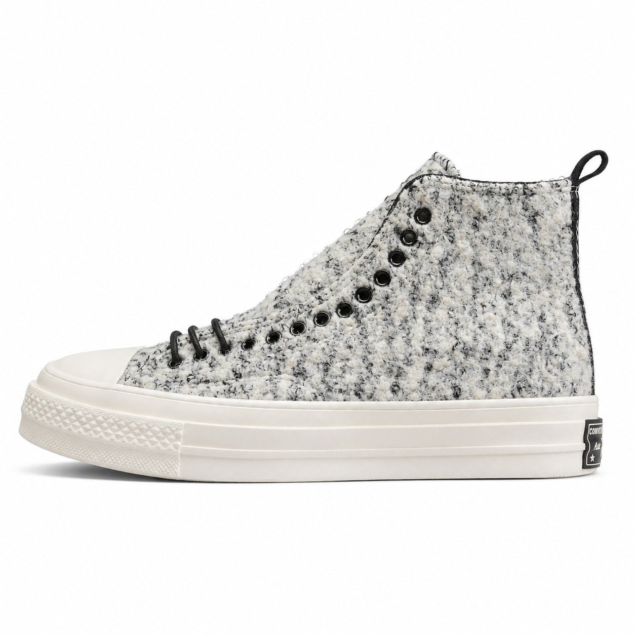 Converse Chuck 70 Hi bouclé branco preto cru lateral izquierda