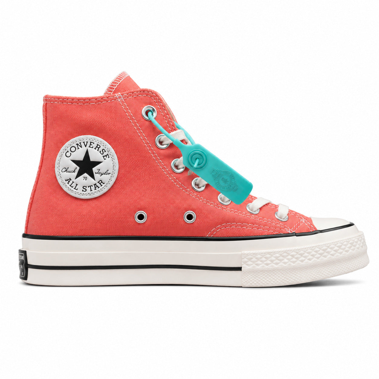 Converse Chuck 70 Hi rosa coral cru lateral derecha logo