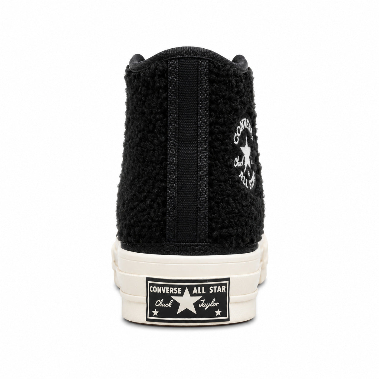 Converse Chuck 70 Hi sherpa preto detalle talón plataforma cru