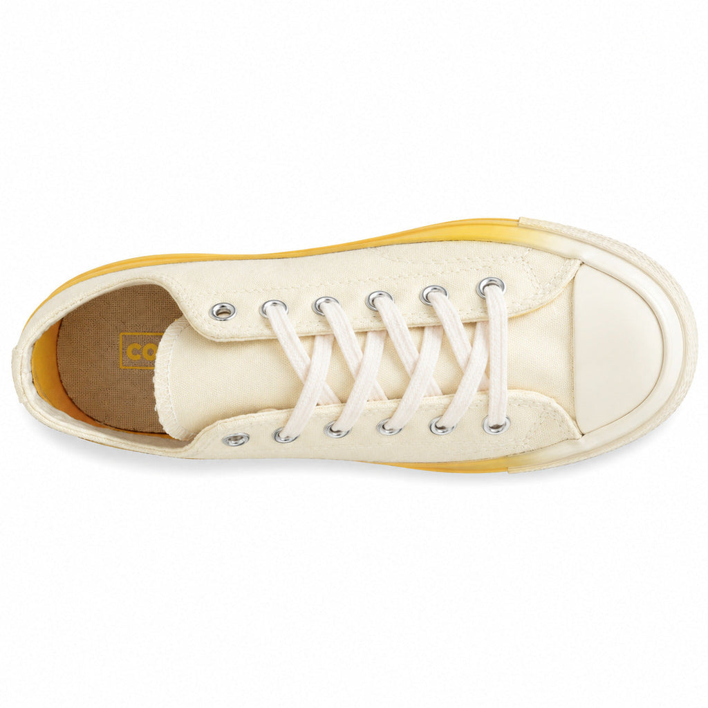 Converse Chuck 70 Low beige amarelo vista superior cordones