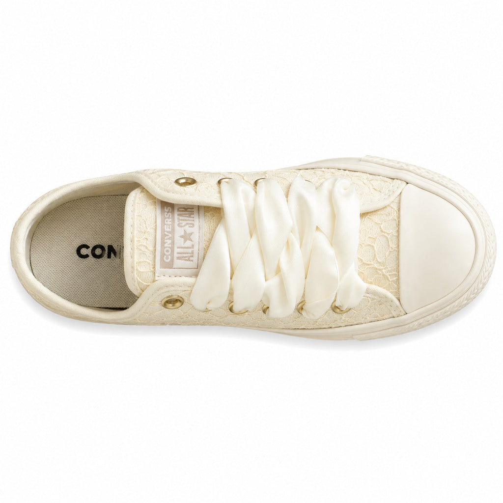 Converse Chuck 70 Low encaje cru dourado vista superior cordones