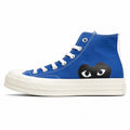 Converse CTAS 70 Hi Platform x Comme des Garçons Play azul preto lateral izquierda