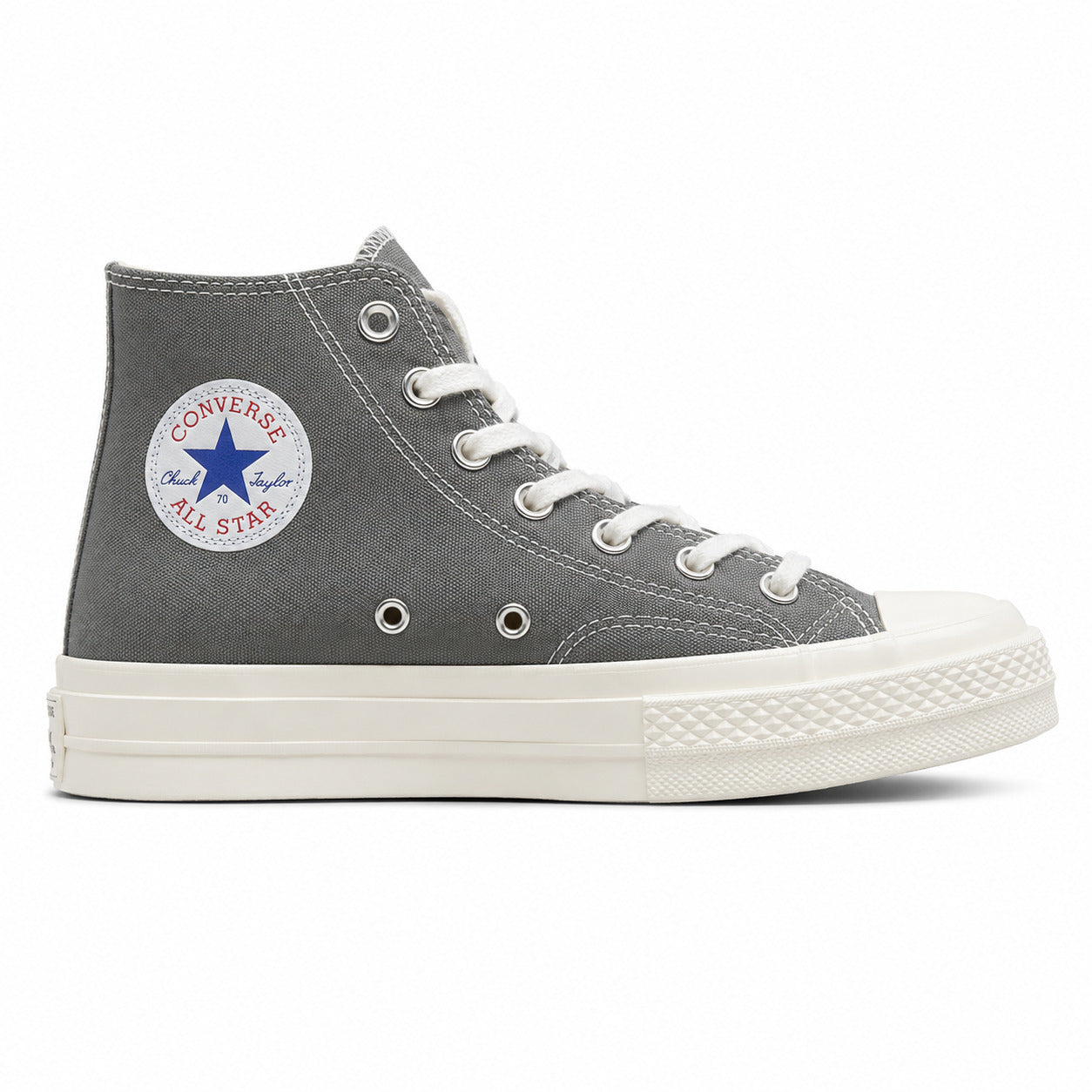 Converse CTAS 70 Hi Platform x Comme des Garçons Play cinzento preto lateral derecha