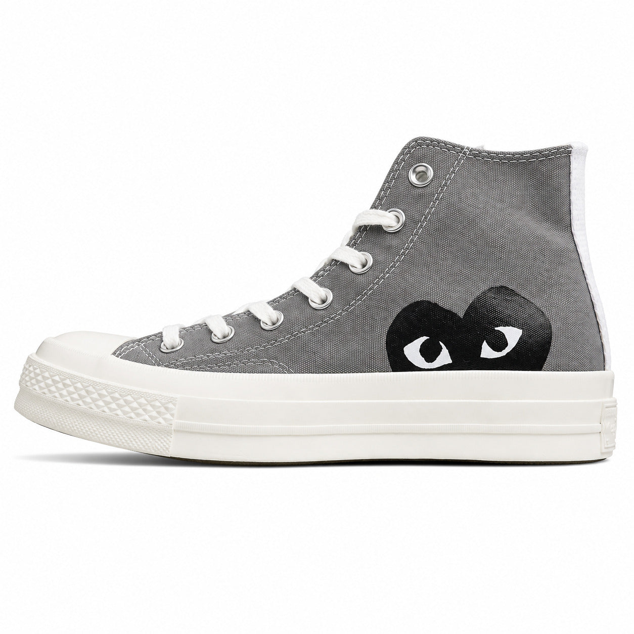 Converse CTAS 70 Hi Platform x Comme des Garçons Play cinzento preto lateral izquierda
