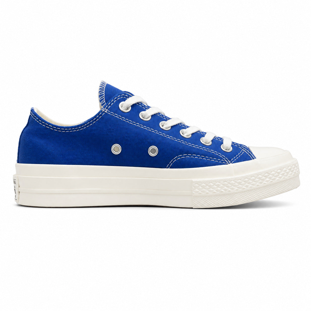 Converse CTAS 70 Low Platform x Comme des Garçons Play azul preto lateral derecha