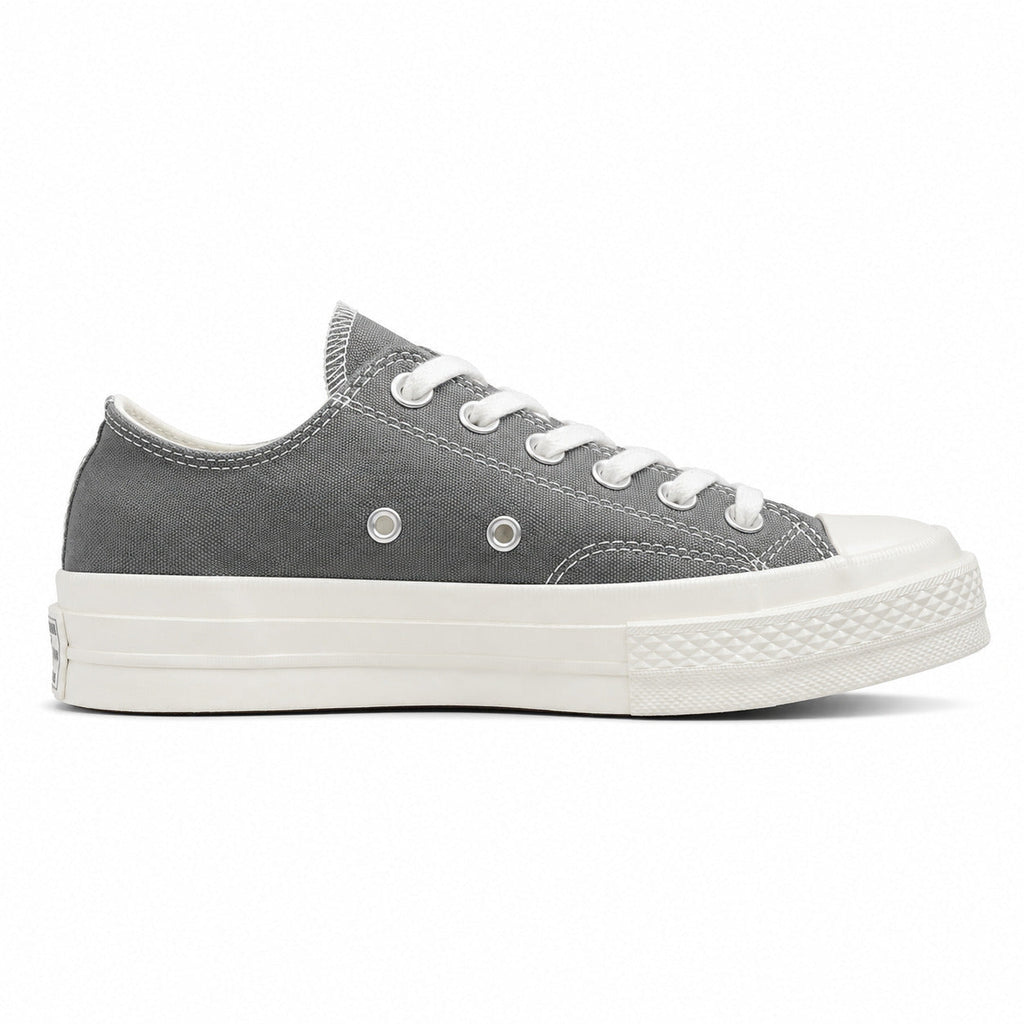 Converse CTAS 70 Low Platform x Comme des Garçons Play cinzento preto lateral derecha