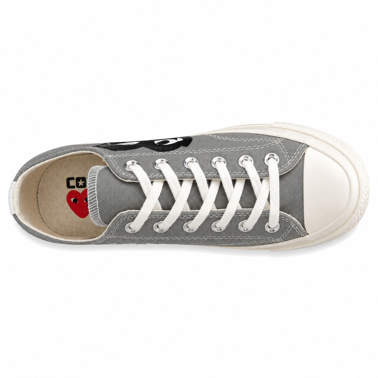 Converse CTAS 70 Low Platform x Comme des Garçons Play cinzento preto vista superior