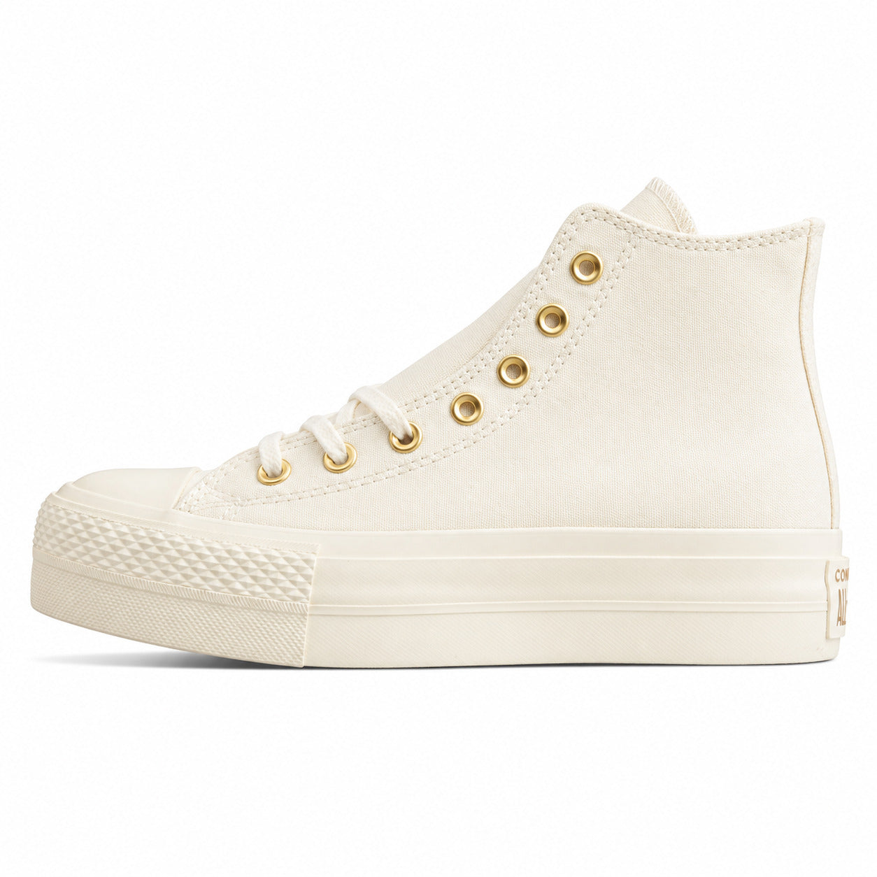 Converse CTAS Platform Hi crema dourado lateral izquierda