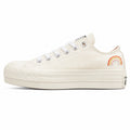 Converse All Star Platform Low bordado arcoíris branco crema lateral izquierda