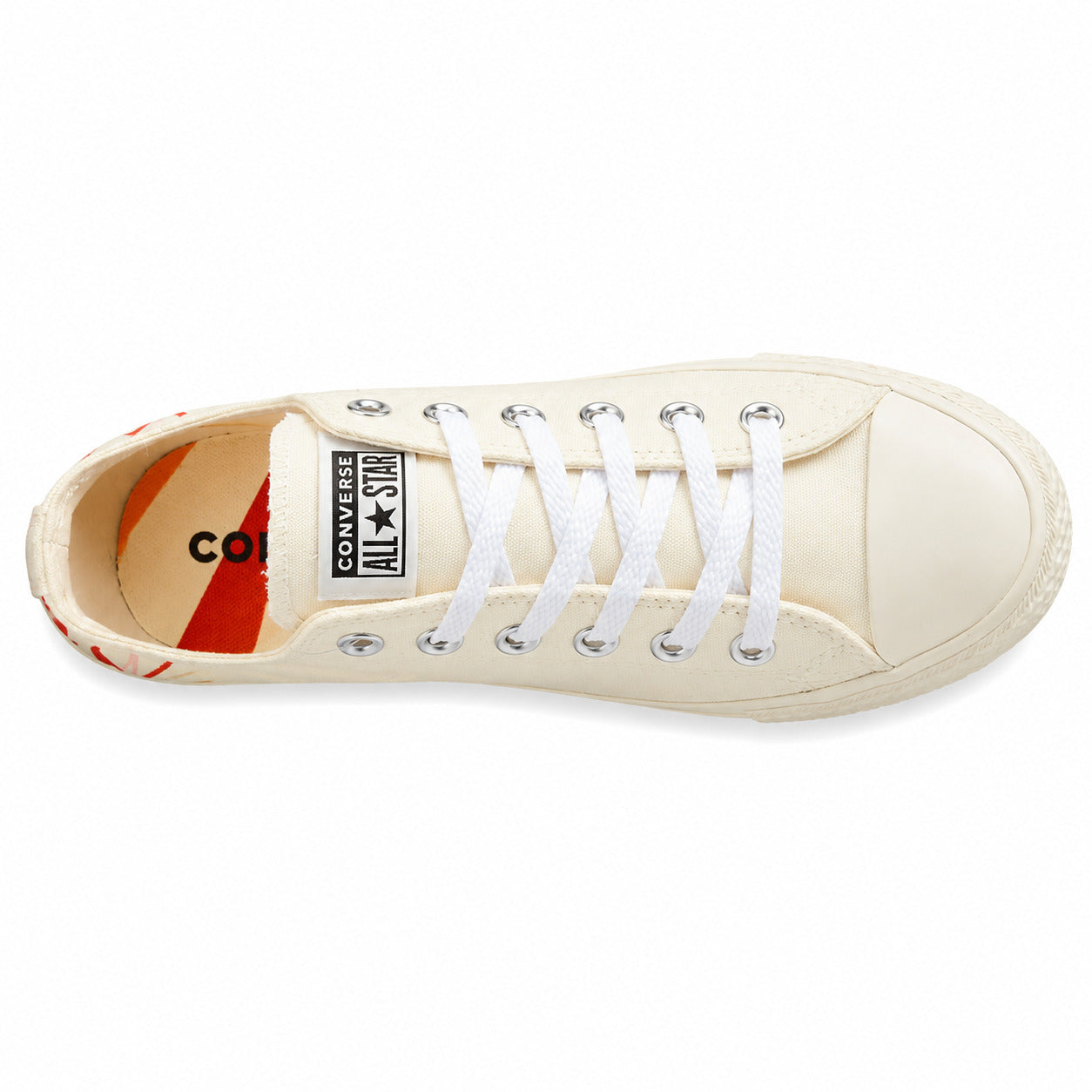 Converse All Star Platform Low arcoíris branco crema vista superior
