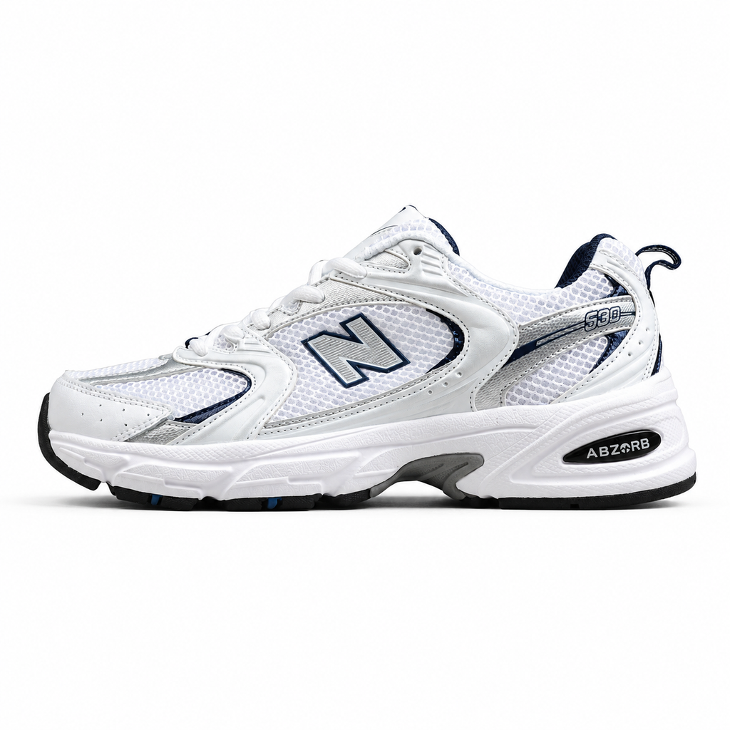 NB 530 Branco / Azul-marinho