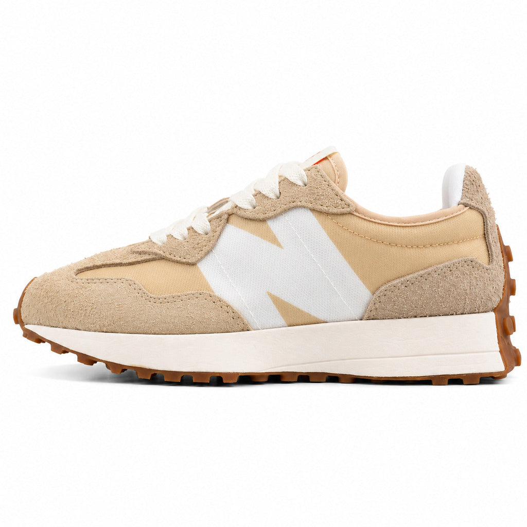 New Balance 327 beige y branco ante y nylon, lateral exterior