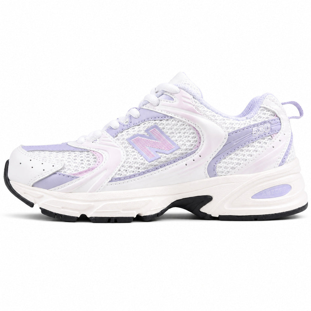 New Balance 530 branco lila vista lateral izquierda