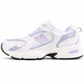 New Balance 530 branco lila vista lateral izquierda