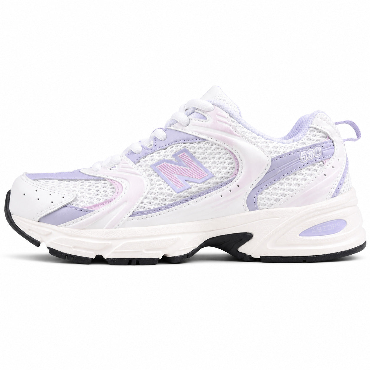 New Balance 530 branco lila vista lateral izquierda