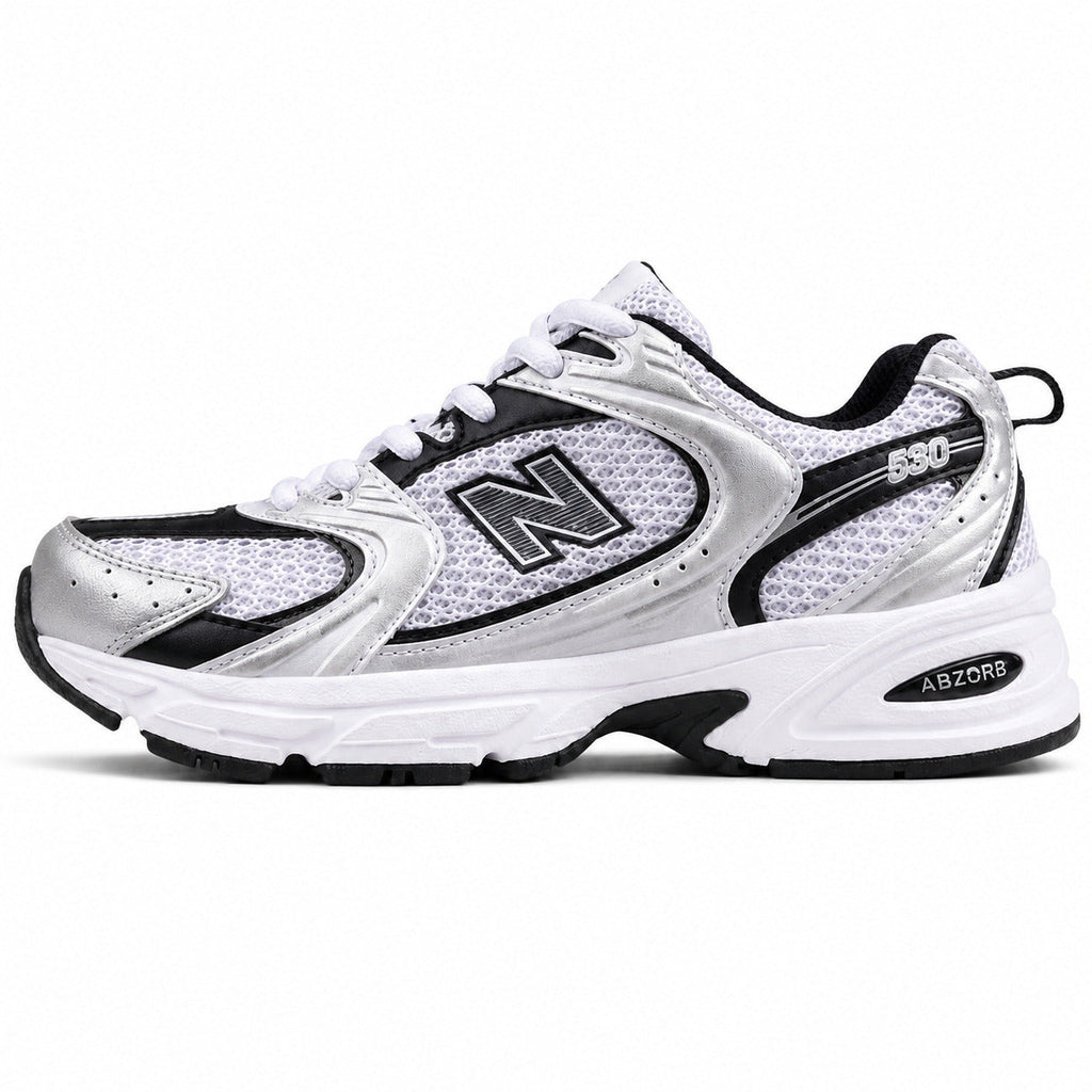 New Balance 530 branco preto plata vista lateral izquierda