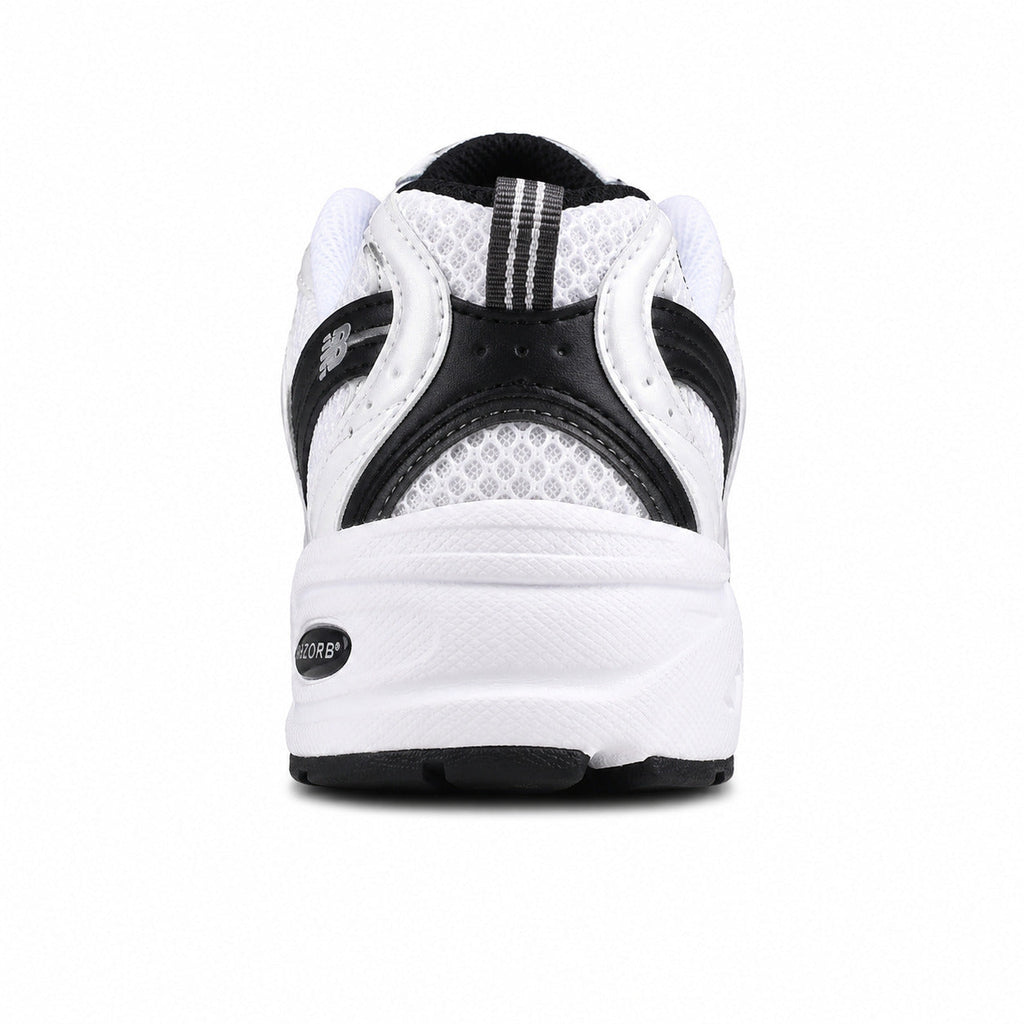 New Balance 530 branco preto plata detalle talón ABZORB