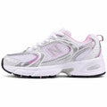 New Balance 530 branco plata rosa vista lateral izquierda
