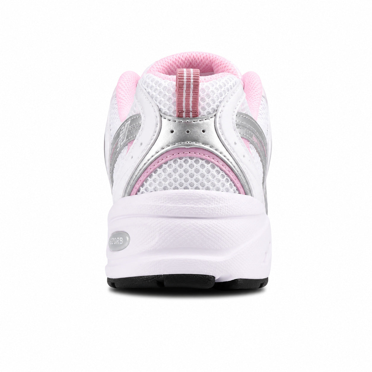 New Balance 530 branco plata rosa detalle talón ABZORB