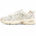 New Balance 530 crema y beige mesh y pele, lateral exterior