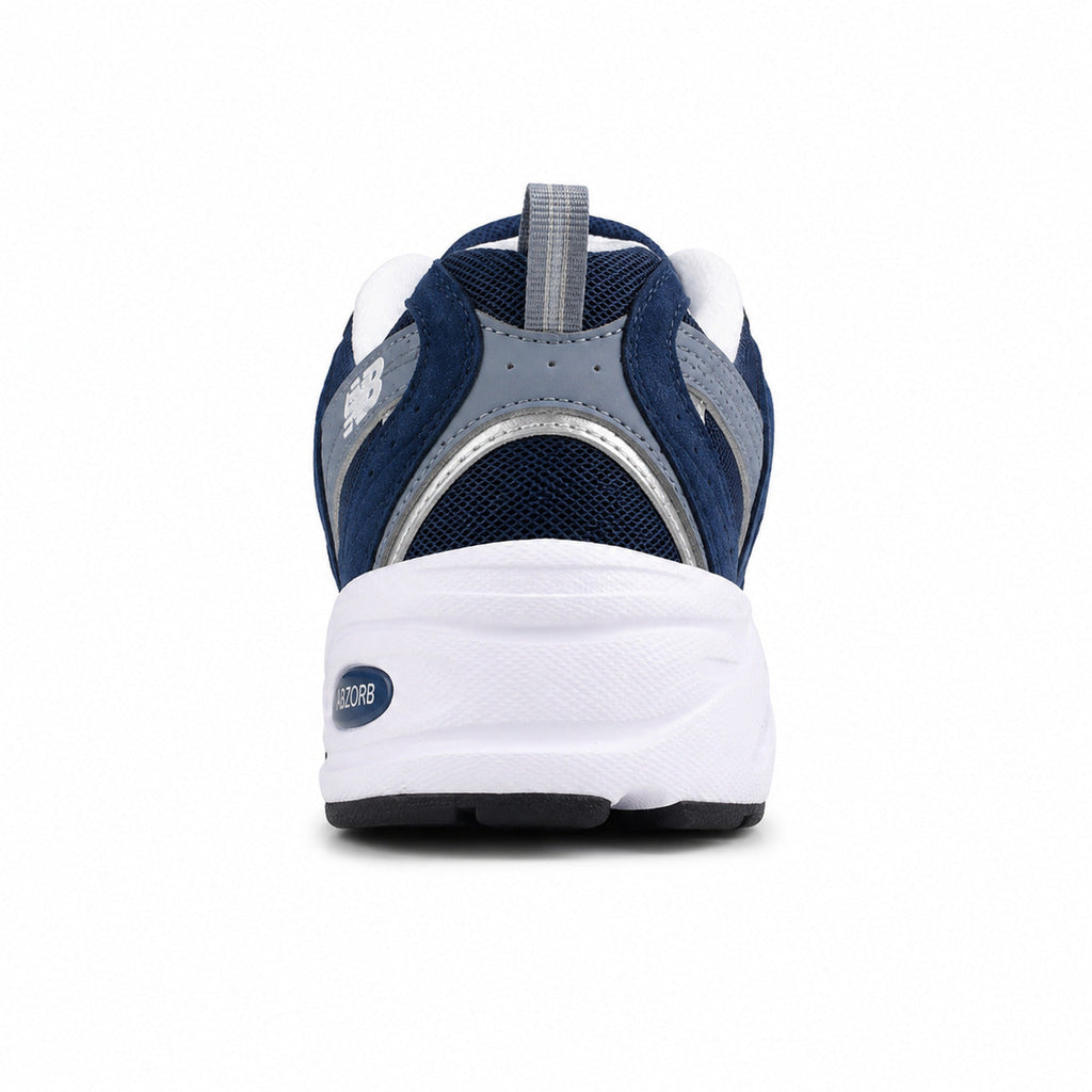 New Balance 530 azul-marinho y cinzento, detalle talón con tecnología ABZORB