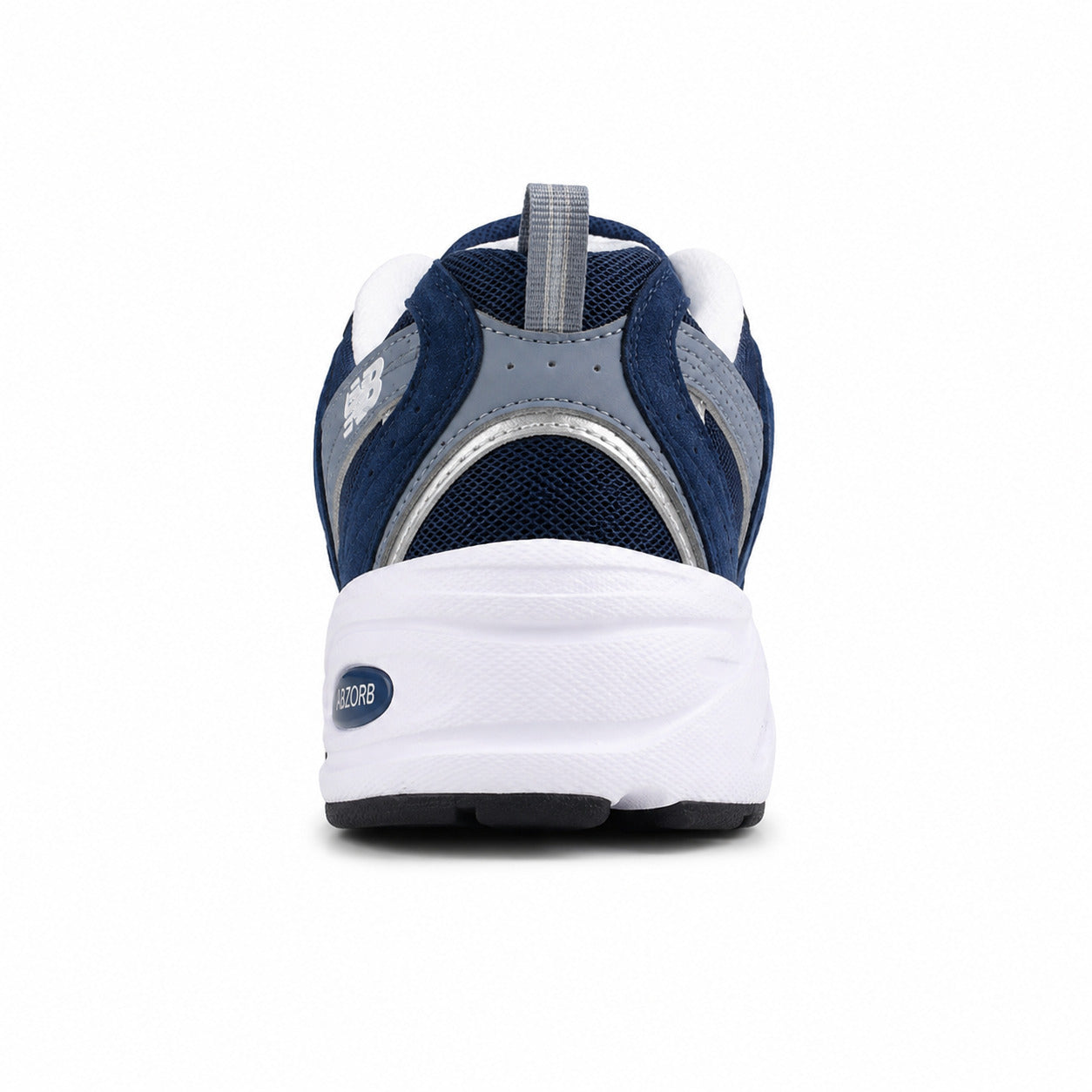 New Balance 530 azul-marinho y cinzento, detalle talón con tecnología ABZORB