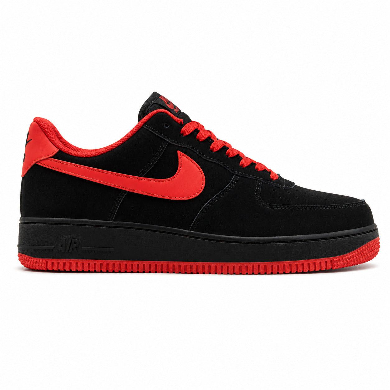 Nike Air Force 1 Low x Stussy preto vermelho ante lateral derecho